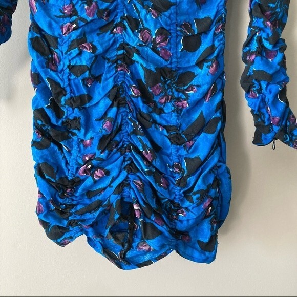 ZARA DRAPED PRINT DRESS Mid-blue 0/8334/4 Size XSmall - Picture 7 of 11